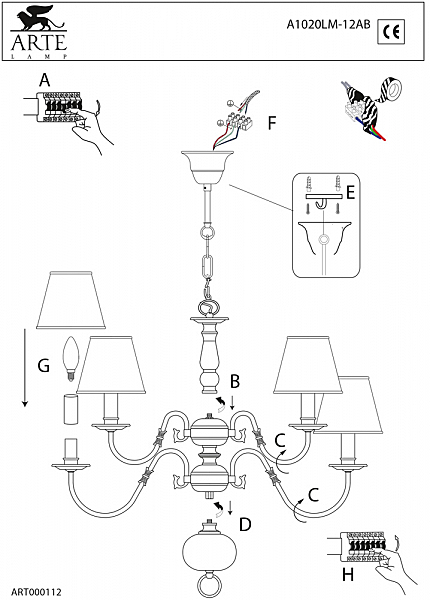 Подвесная люстра Arte Lamp FLEMISH A1020LM-12AB