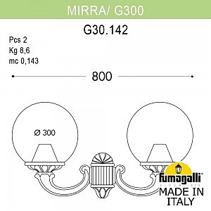 Уличный настенный светильник Fumagalli Globe 300 G30.142.000.AXE27