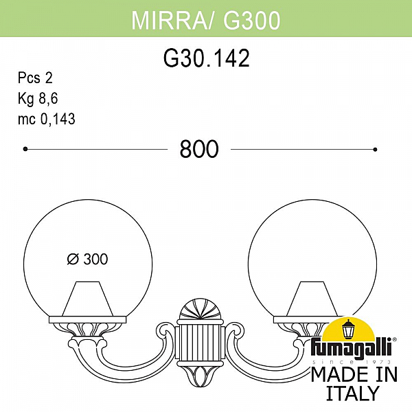 Уличный настенный светильник Fumagalli Globe 300 G30.142.000.WZE27