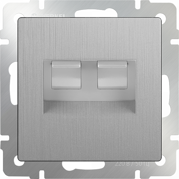 Розетка Werkel Серебряный рифленый WL09-RJ11-45 / Розетка телефонная RJ-11 и Еthernet RJ-45 (cеребряный рифленый)