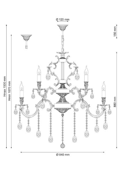 Подвесная хрустальная люстра Barletta Lucia Tucci BARLETTA 1730.15 antique