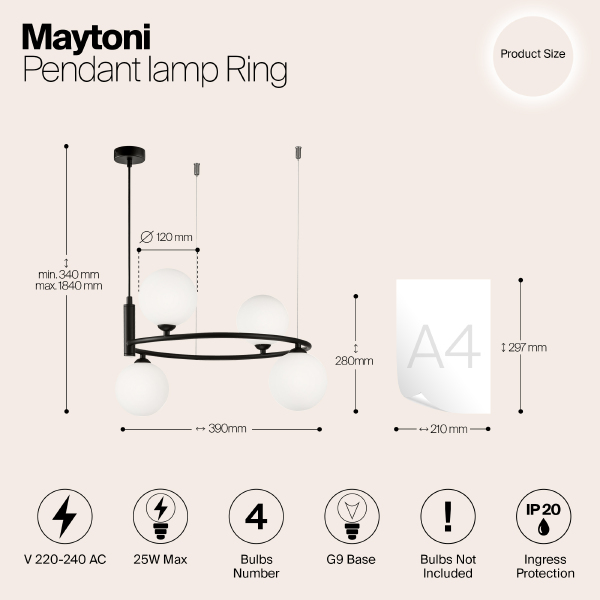 Светильник подвесной Maytoni Ring MOD013PL-04B