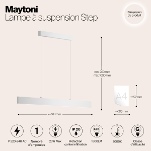 Светильник подвесной Maytoni Step P010PL-L23W