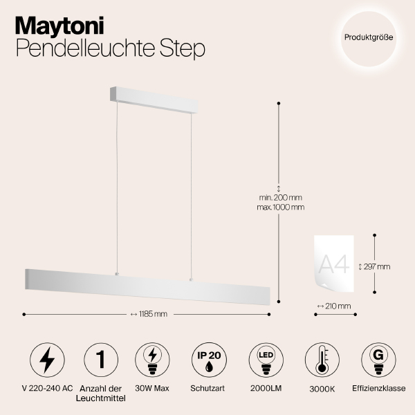 Светильник подвесной Maytoni Step P010PL-L30W