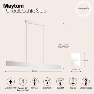 Светильник подвесной Maytoni Step P010PL-L30W