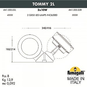 Прожектор уличный Fumagalli Tommy 4M1.000.000.AXD2L