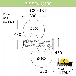 Уличный настенный светильник Fumagalli Globe 300 G30.131.000.AYE27DN