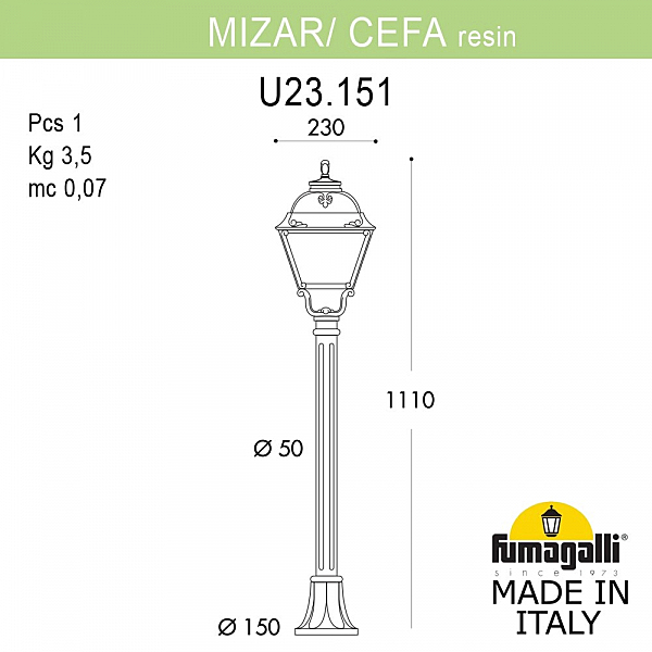 Уличный наземный светильник Fumagalli Cefa U23.151.000.BXF1R