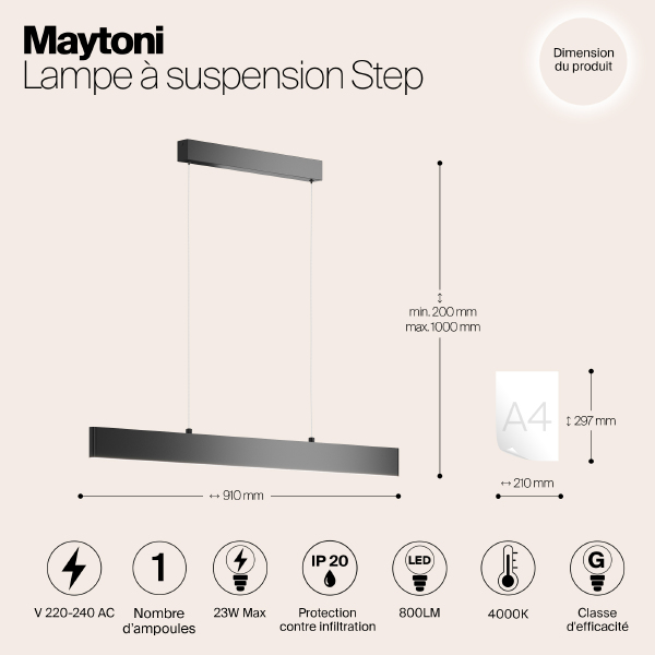 Светильник подвесной Maytoni Step P010PL-L23W4K