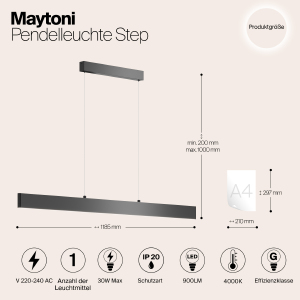 Светильник подвесной Maytoni Step P010PL-L30B4K