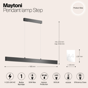 Светильник подвесной Maytoni Step P010PL-L30B4K