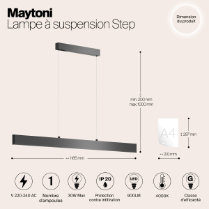 Светильник подвесной Maytoni Step P010PL-L30B4K