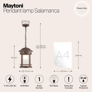 Уличный подвесной светильник Maytoni Salamanca O031PL-01BR