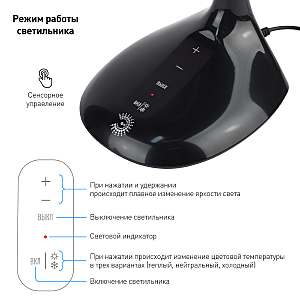 Офисная настольная лампа ЭРА NLED-452-9W-BK