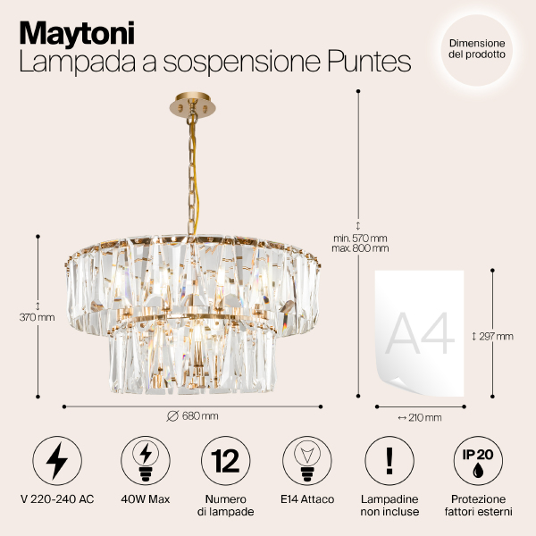 Подвесная люстра Maytoni Puntes MOD043PL-12G