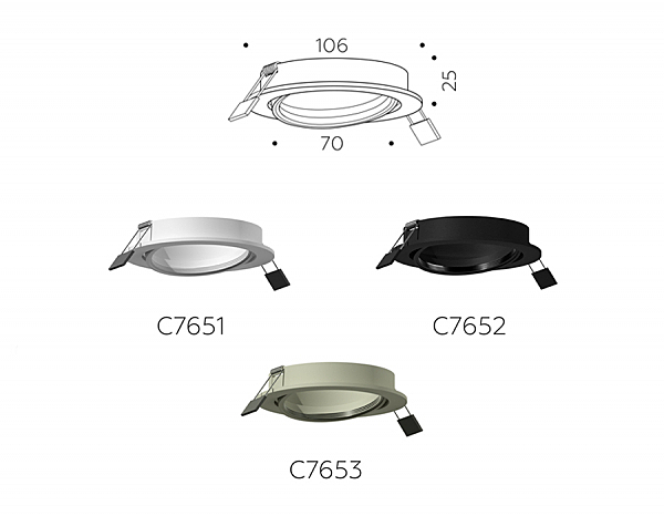 Корпус светильника встраиваемый поворотный для насадок D70mm Ambrella Diy Spot C7651