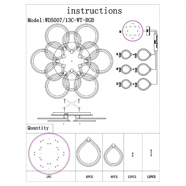 Потолочная люстра Wedo Light Pollika WD5007/13C-WT-RGB