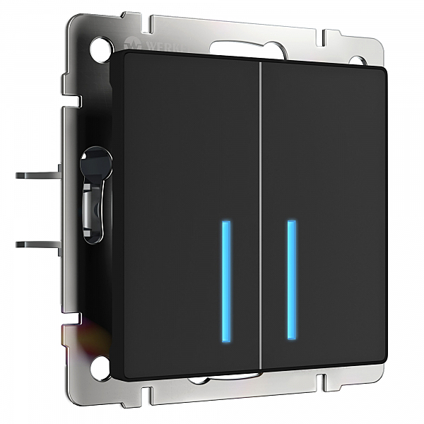 Умный выключатель Wi-Fi Werkel W4520108/ Сенсорный выключатель двухклавишный с подсветкой (черный)