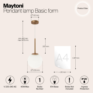 Светильник подвесной Maytoni Basic form MOD321PL-01G3