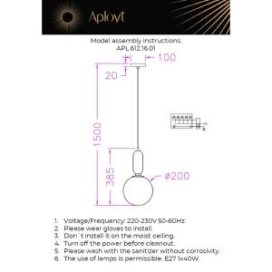 Светильник подвесной Aployt Aniela APL.612.16.01