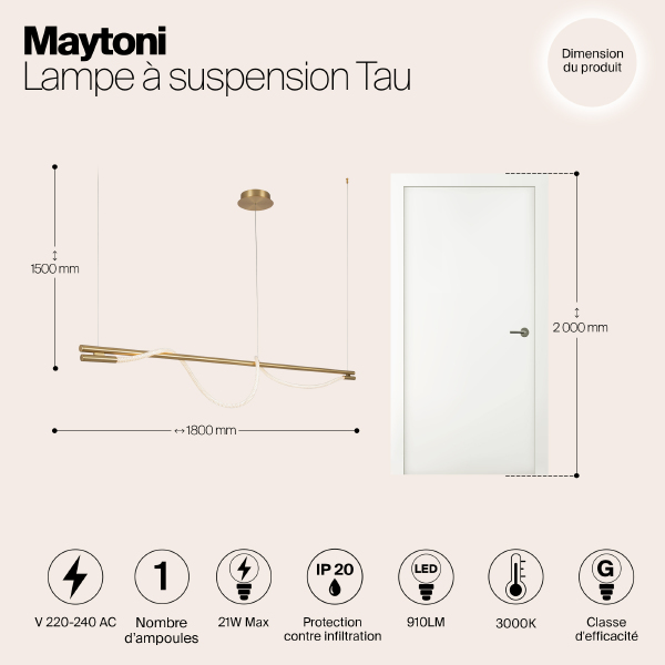 Подвесная люстра Maytoni Tau MOD166PL-L20G3K