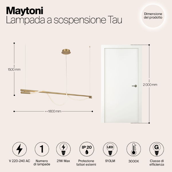 Подвесная люстра Maytoni Tau MOD166PL-L20G3K