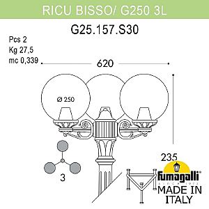 Столб фонарный уличный Fumagalli Globe 250 G25.157.S30.AXF1R