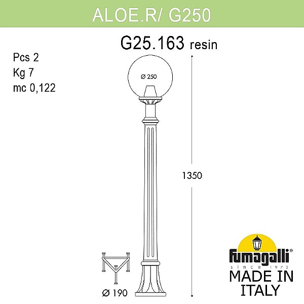 Уличный наземный светильник Fumagalli Globe 250 G25.163.000.AYF1R