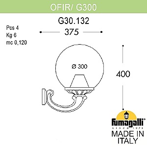 Уличный настенный светильник Fumagalli Globe 300 G30.132.000.WYF1R