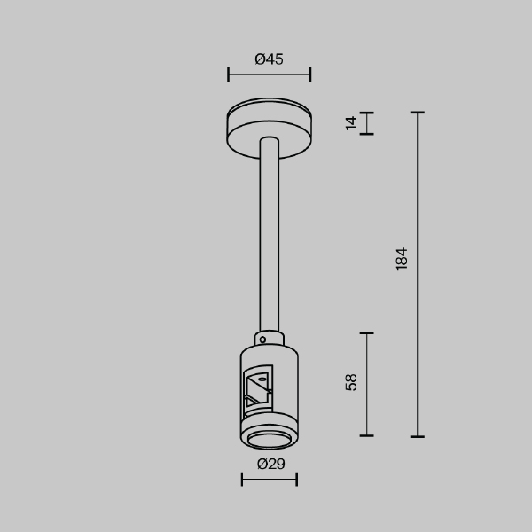 Крепление потолочное Short одинарное 138мм Maytoni Accessories for tracks Flarity TRA156C-SL1-BS