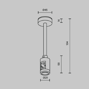 Крепление потолочное Short одинарное 138мм Maytoni Accessories for tracks Flarity TRA156C-SL1-BS