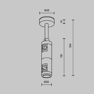 Крепление потолочное двойное Short 78мм Maytoni Accessories for tracks Flarity TRA156C-D1-BS