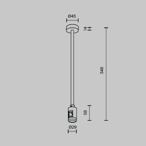 Крепление потолочное Medium одинарное 300мм Flarity Maytoni Accessories for tracks Flarity TRA158C-S1-BS