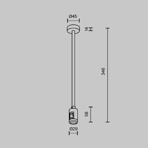 Крепление потолочное Medium одинарное 300мм Flarity Maytoni Accessories for tracks Flarity TRA158C-S1-B