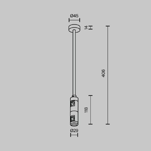 Крепление потолочное Medium двойное 300мм Flarity Maytoni Accessories for tracks Flarity TRA158C-D1-BS