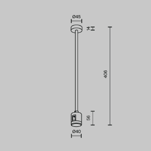 Крепление потолочное Medium 360мм с прямым коннектором питания Flarity Maytoni Accessories for tracks Flarity TRA158C-IPCL1-BS