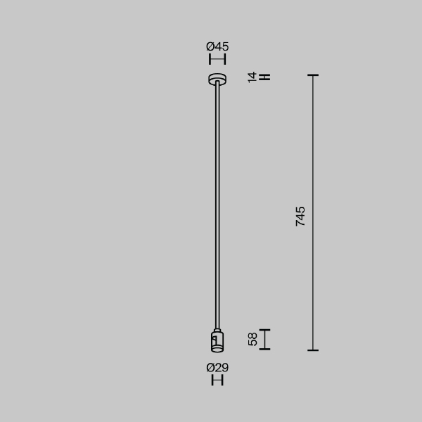 Крепление потолочное Long одинарное 700мм Flarity Maytoni Accessories for tracks Flarity TRA159C-S1-B