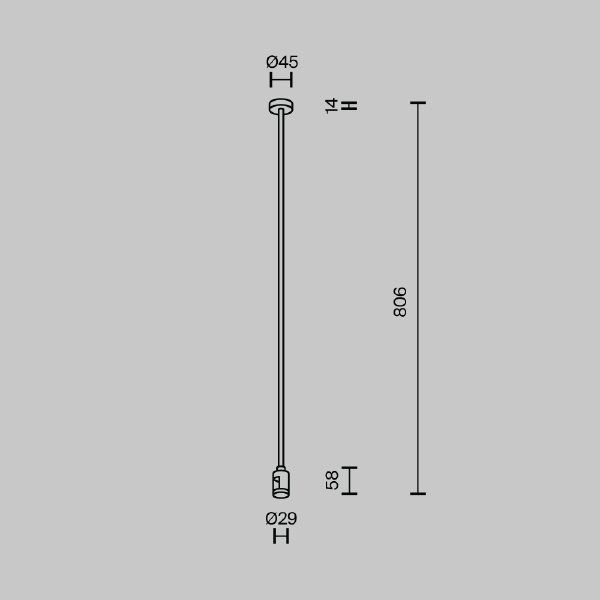 Крепление потолочное Long одинарное 760мм Flarity Maytoni Accessories for tracks Flarity TRA159C-SL1-BS