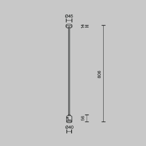 Крепление потолочное Long 760мм с прямым коннектором питания Flarity Maytoni Accessories for tracks Flarity TRA159C-IPCL1-B