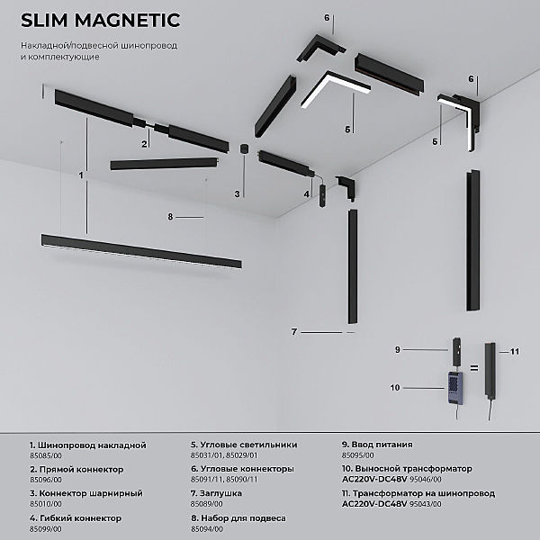 Набор для подвеса Elektrostandard Slim Magnetic Slim Magnetic Набор для подвеса белый (2м) 2 шт 85094/00