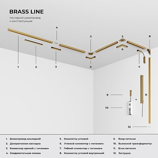 Декоративная накладка для шинопровода Elektrostandard Line Magnetic Brass Line Декоративная накладка для шинопровода (20см) (латунь) 85232/00